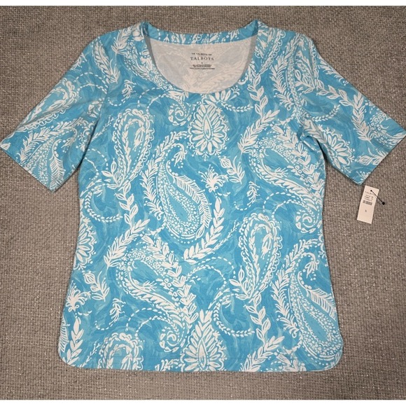 Talbots Tops - Talbots Top Womens Small Aqua Blue Paisley The Talbots Tee T-Shirt